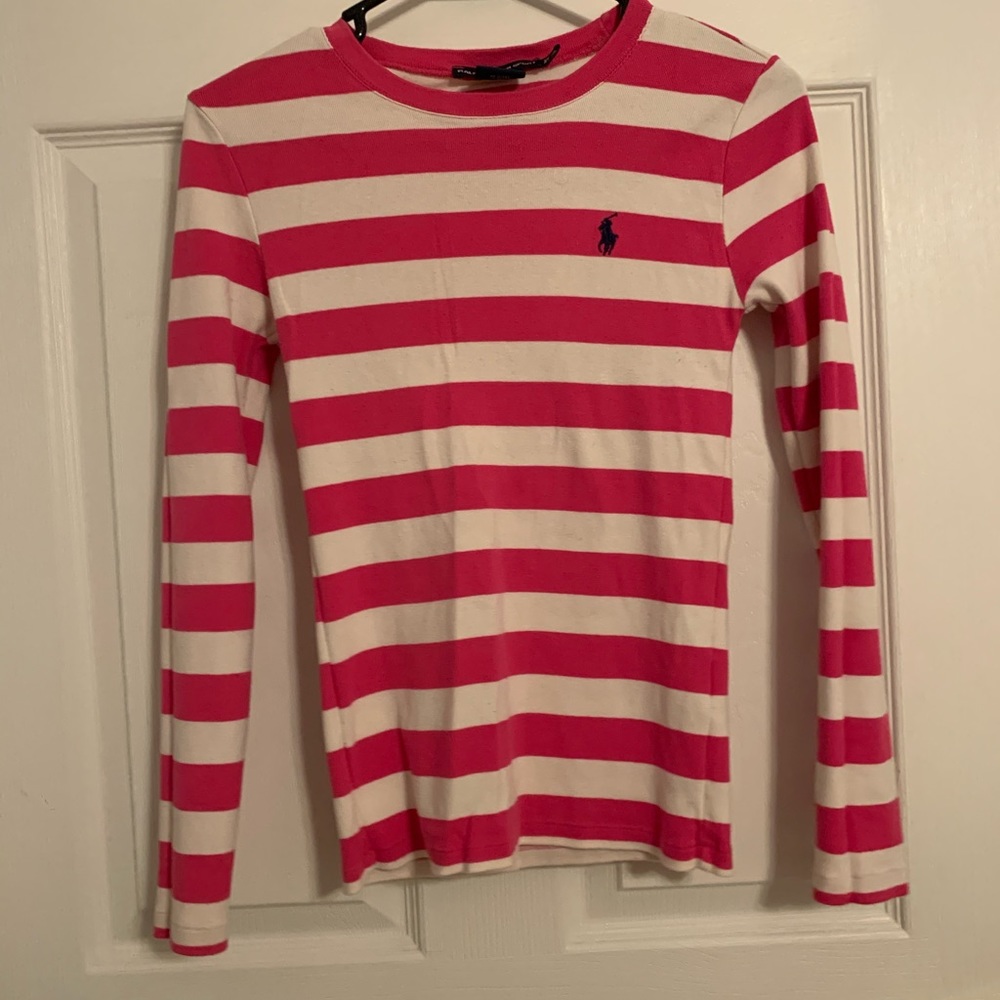 striped long sleeve Polo